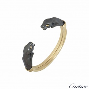 Cartier Yellow Gold & Hematite Panthere Cuff Bracelet
